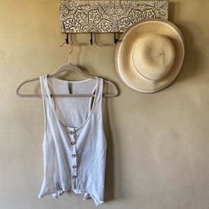 Beach white button-up tank